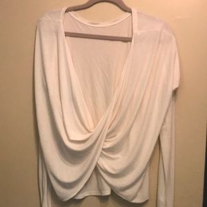 BCBGMAXAZRIA Cream Deeply V slim sleeve Shirt